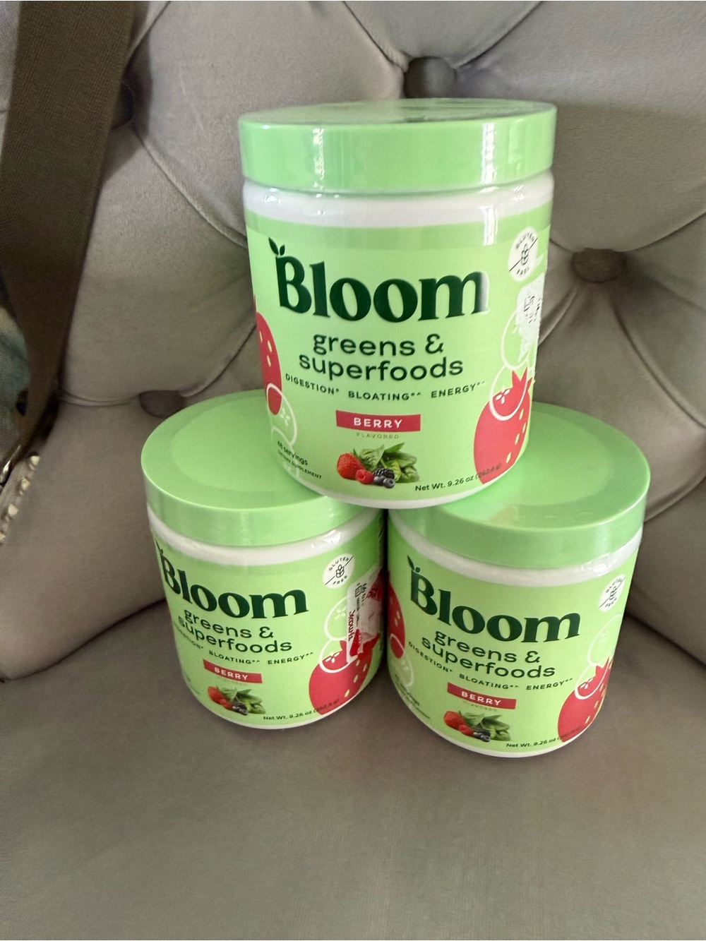 bloom Greens & Superfoods Powder - Light Green Berry Label
